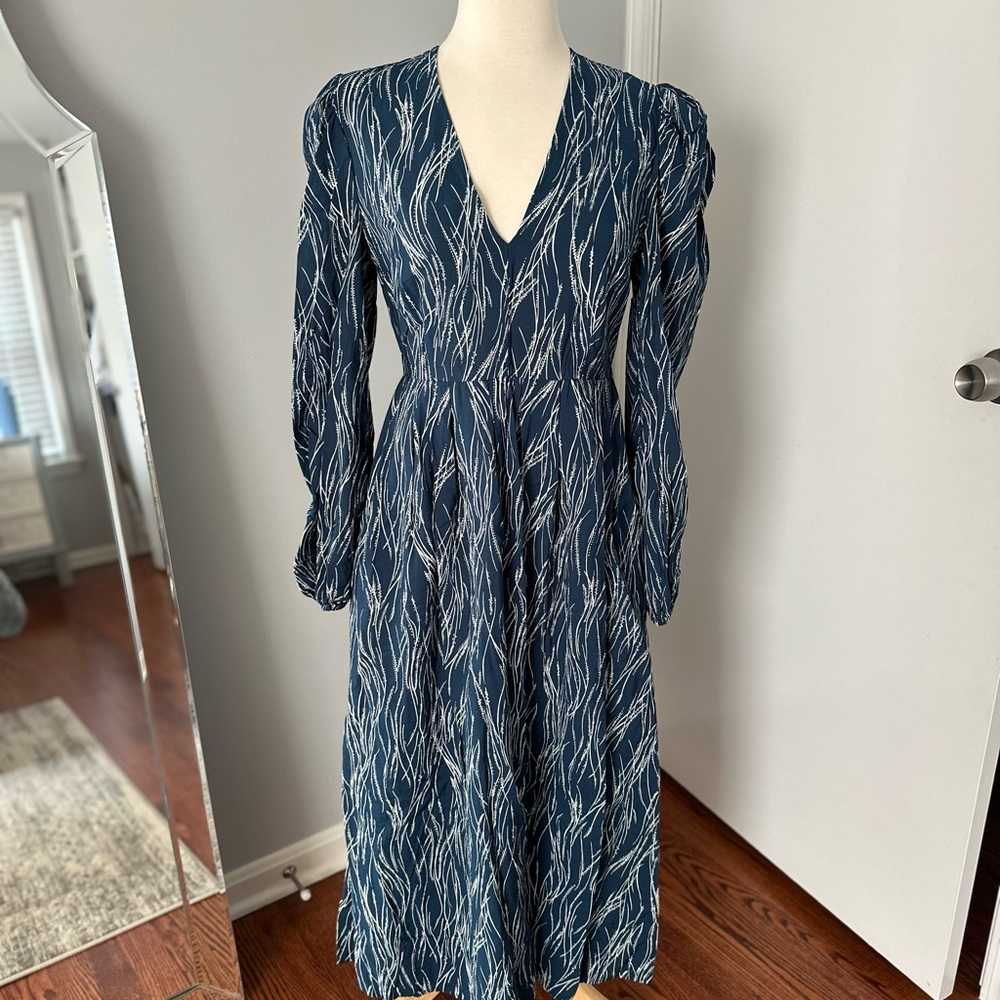 Chelsea28 Blue Sheath Dress with Bishop Sleeves